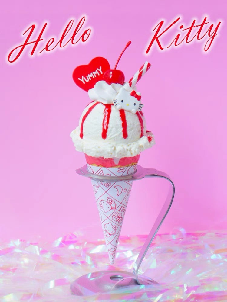 H131 Japanese Handmade Sanrio Hello Kitty ice cream My melody tuxedo sam dessert doll simulation decoration desktop cute home