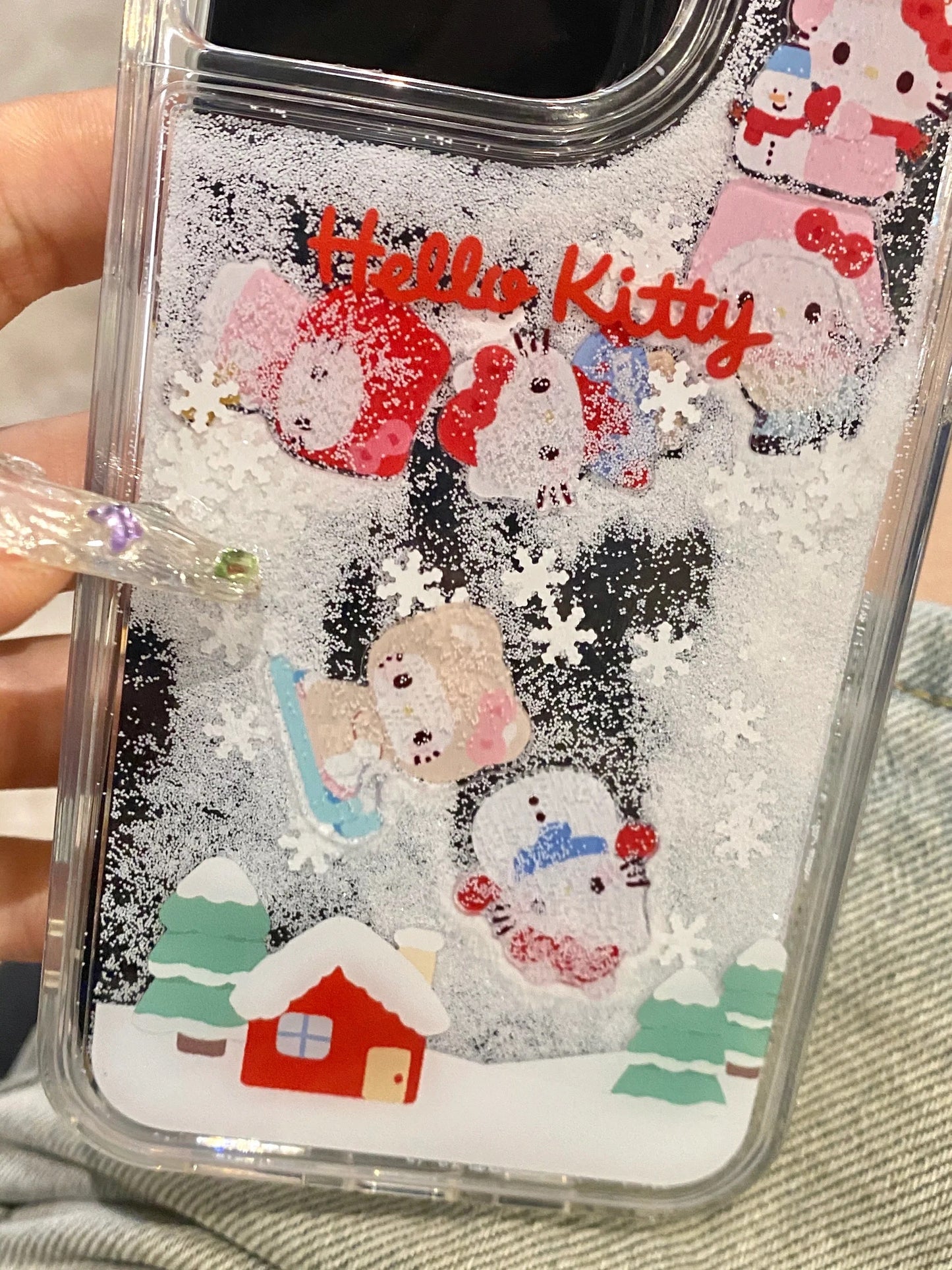 HP880 Hello kitty skiing ๐ฟ liquid iphone phone case