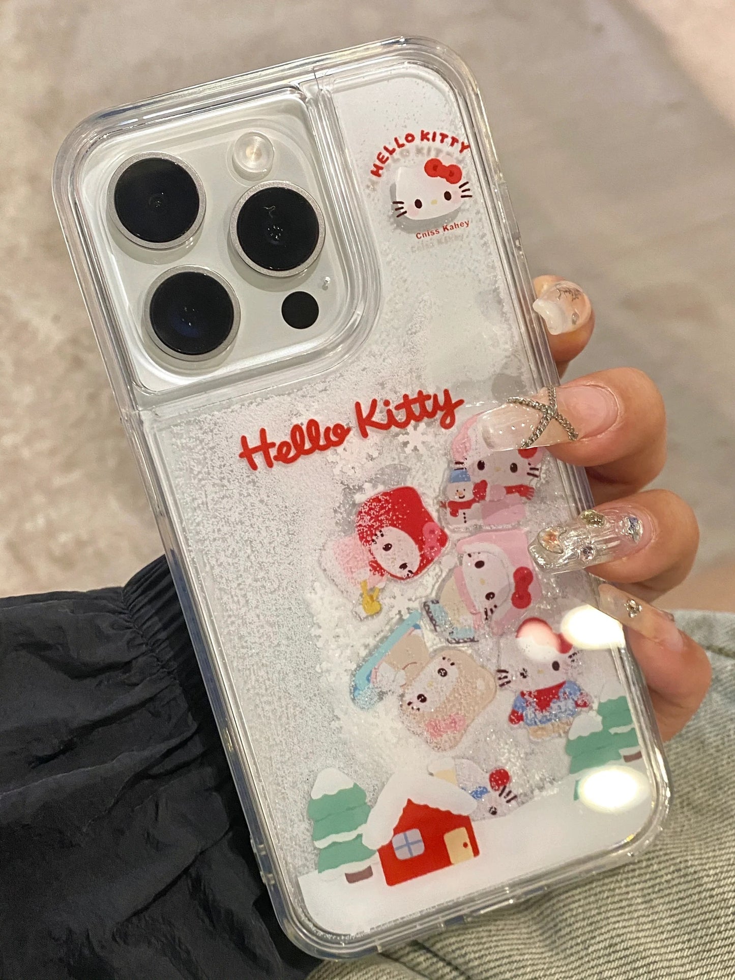 HP880 Hello kitty skiing ๐ฟ liquid iphone phone case