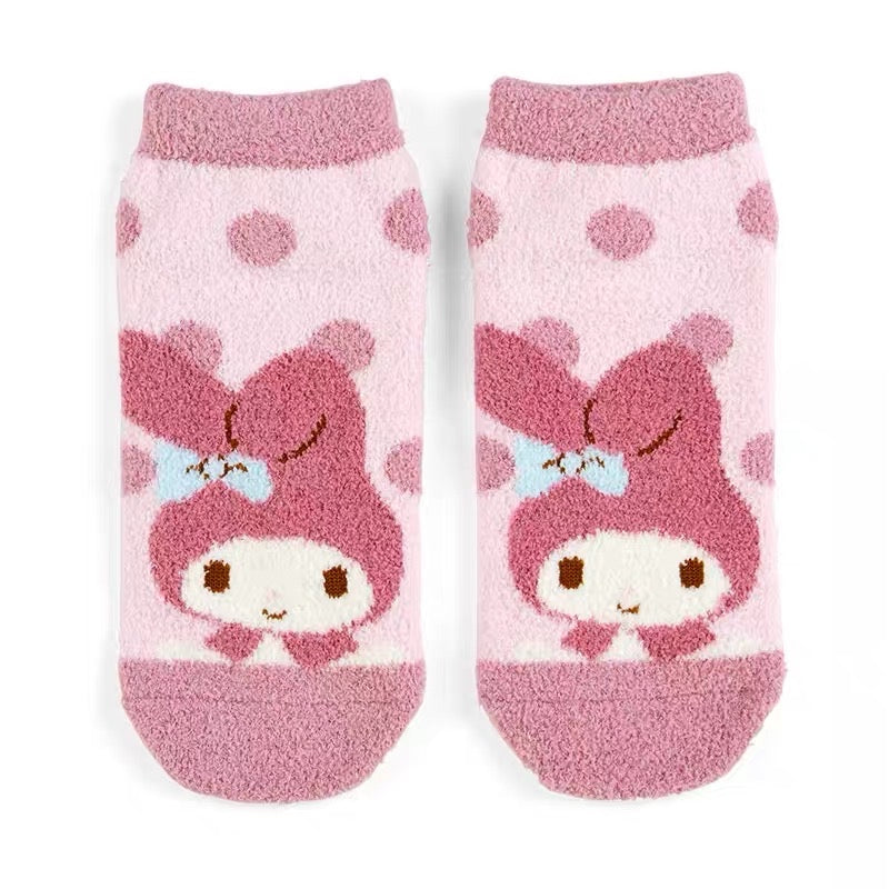 HP784 Japanese Sanrio Melody little Twin Star Kuromi Socks Autumn and Winter Warm Sleeping Floor Socks
