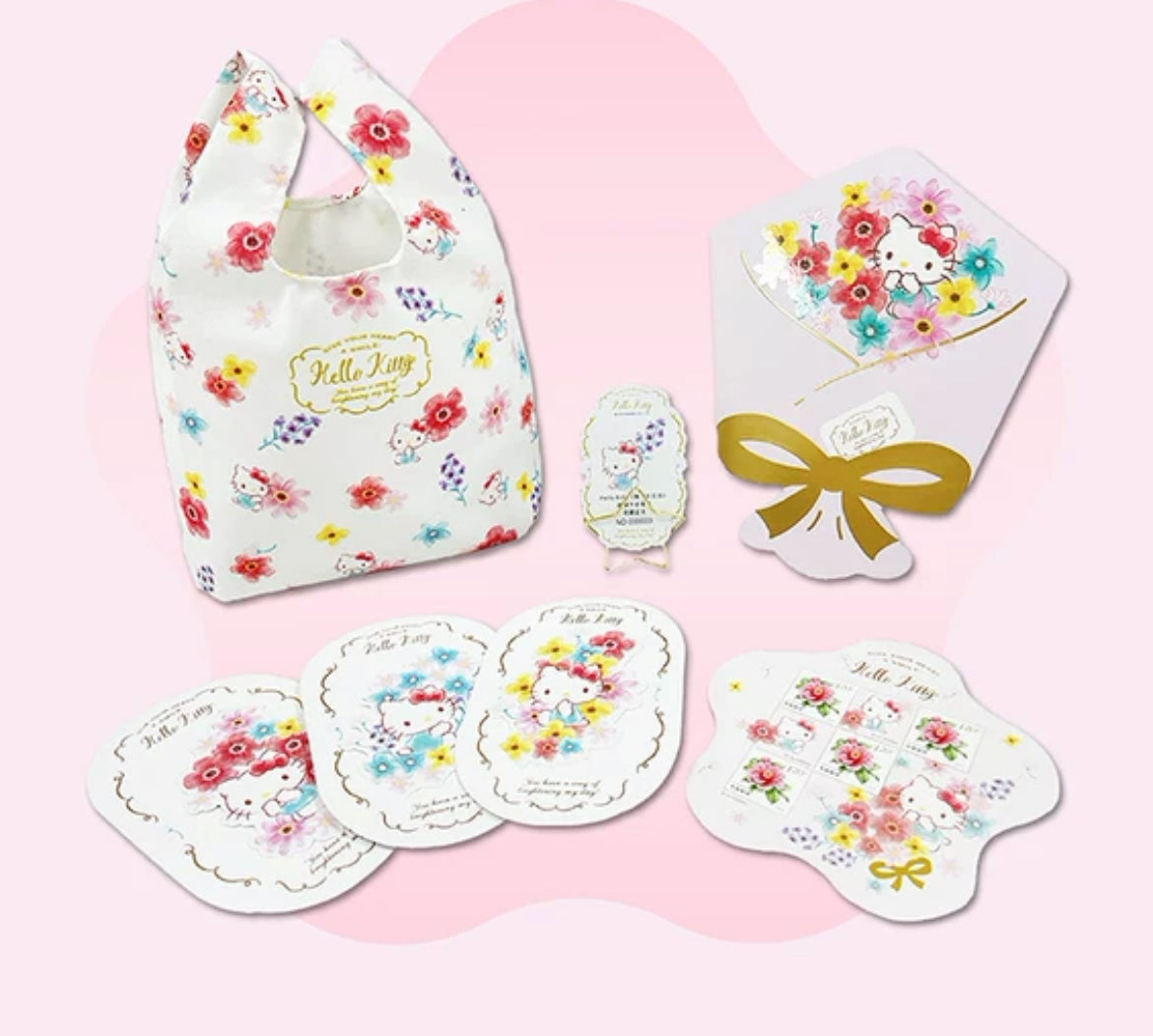 Hello Kitty stamp post card set (+ one canvas bag)