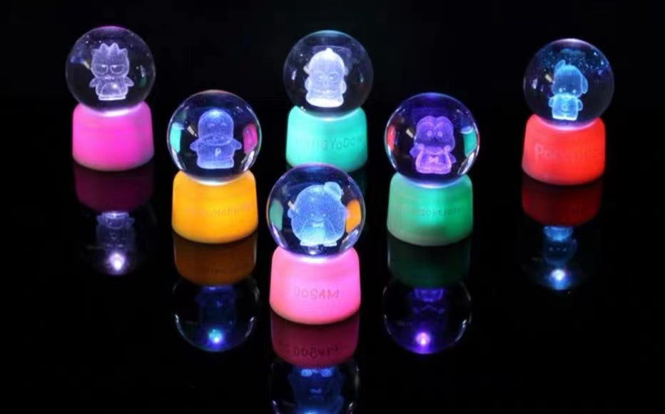 Japanese crystal ball & light stand (a set)