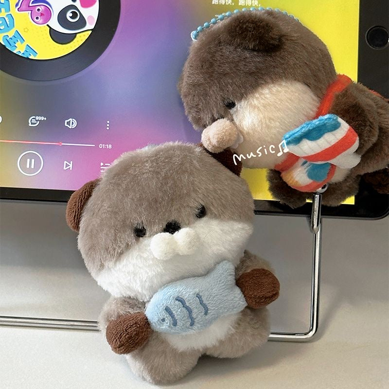 Otter Beaver Plush keychain plushies Toys Otters Holding Fish