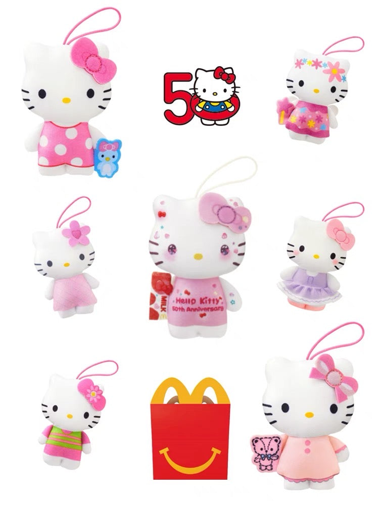 H666 Japanese Sanrio HelloKitty 50th Anniversary McDonald's Co-branded Doll Small Pendant Doll Blind Box Blind Bag