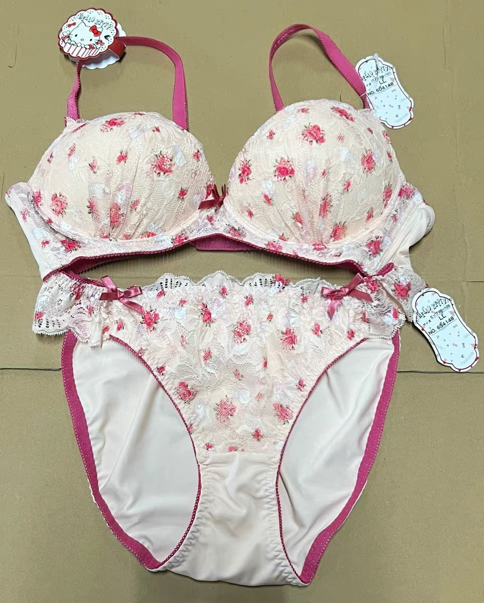 Cinna HelloKitty kuromi embroidered underwear, bra and underwear set for woman