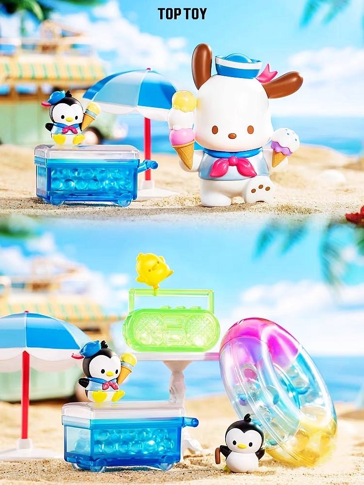 Lighting Deal ~~Sanrio characters TOPTOY Pochacco Dog Holiday Beach Series Blind Box Handmade Doll Table Gift