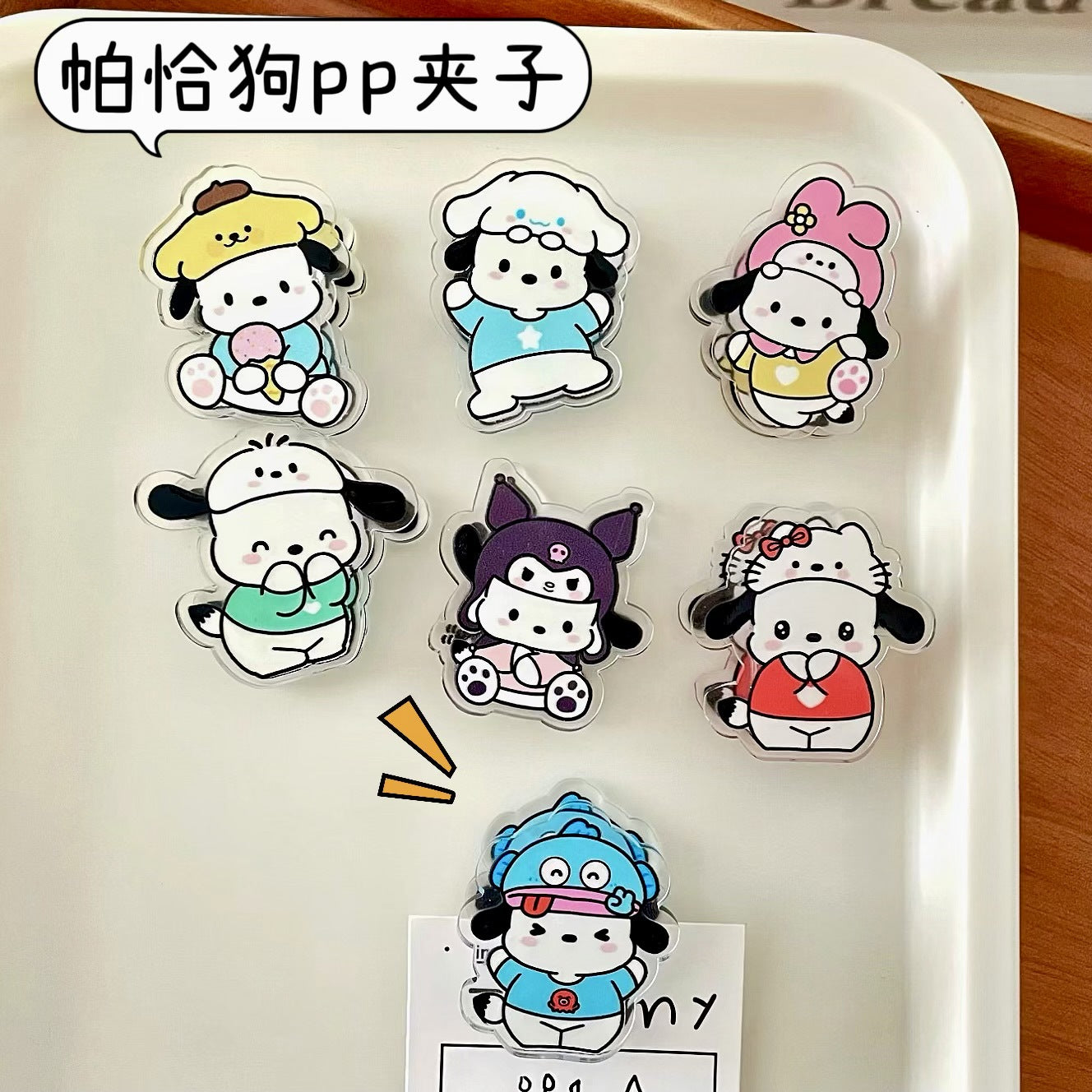 HP18 sanrio Pochacoo acylic paper clips