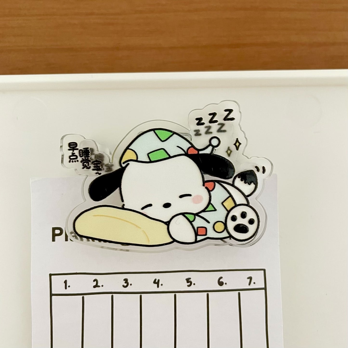 HP19 sanrio PJ sleepy acylic paper clips