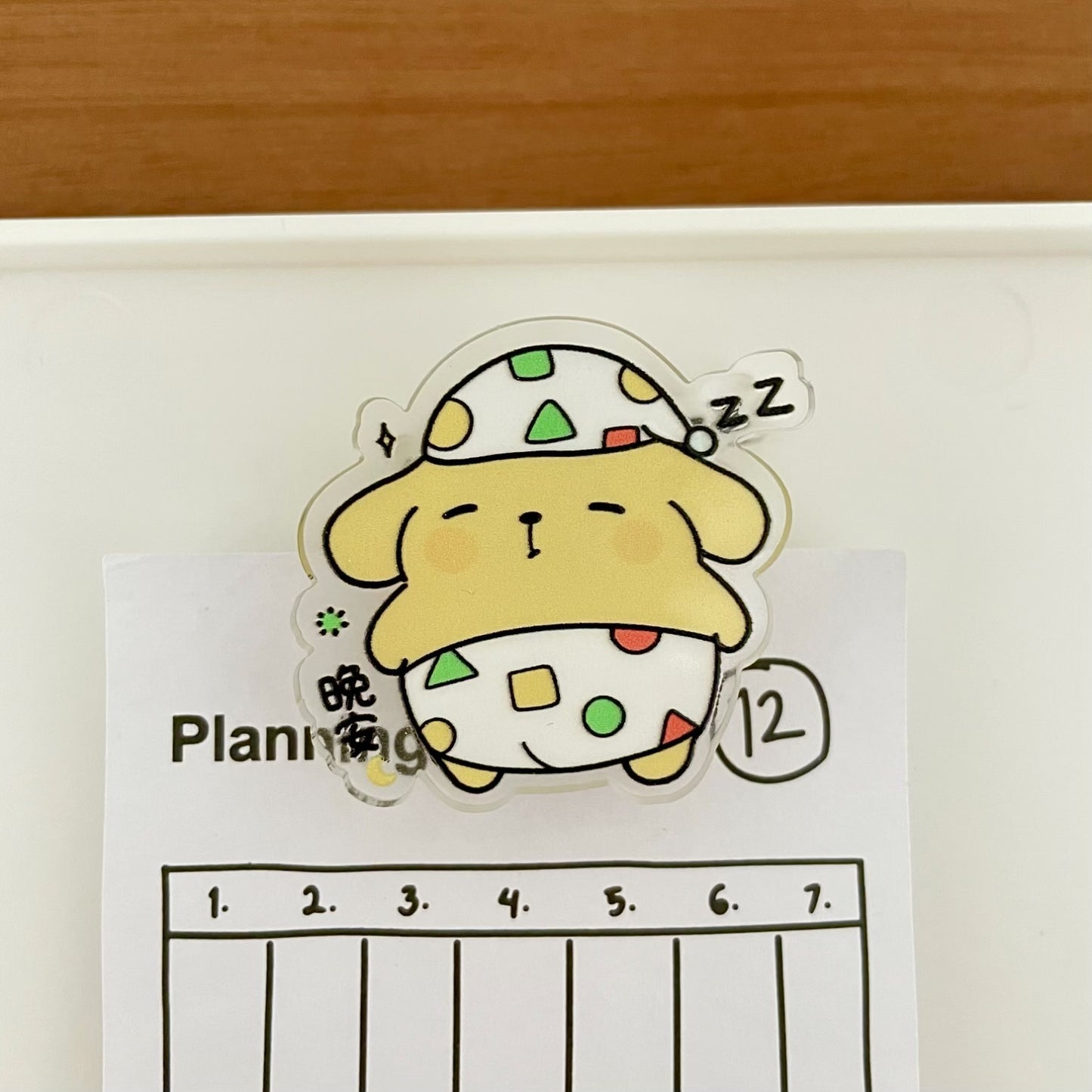 HP19 sanrio PJ sleepy acylic paper clips