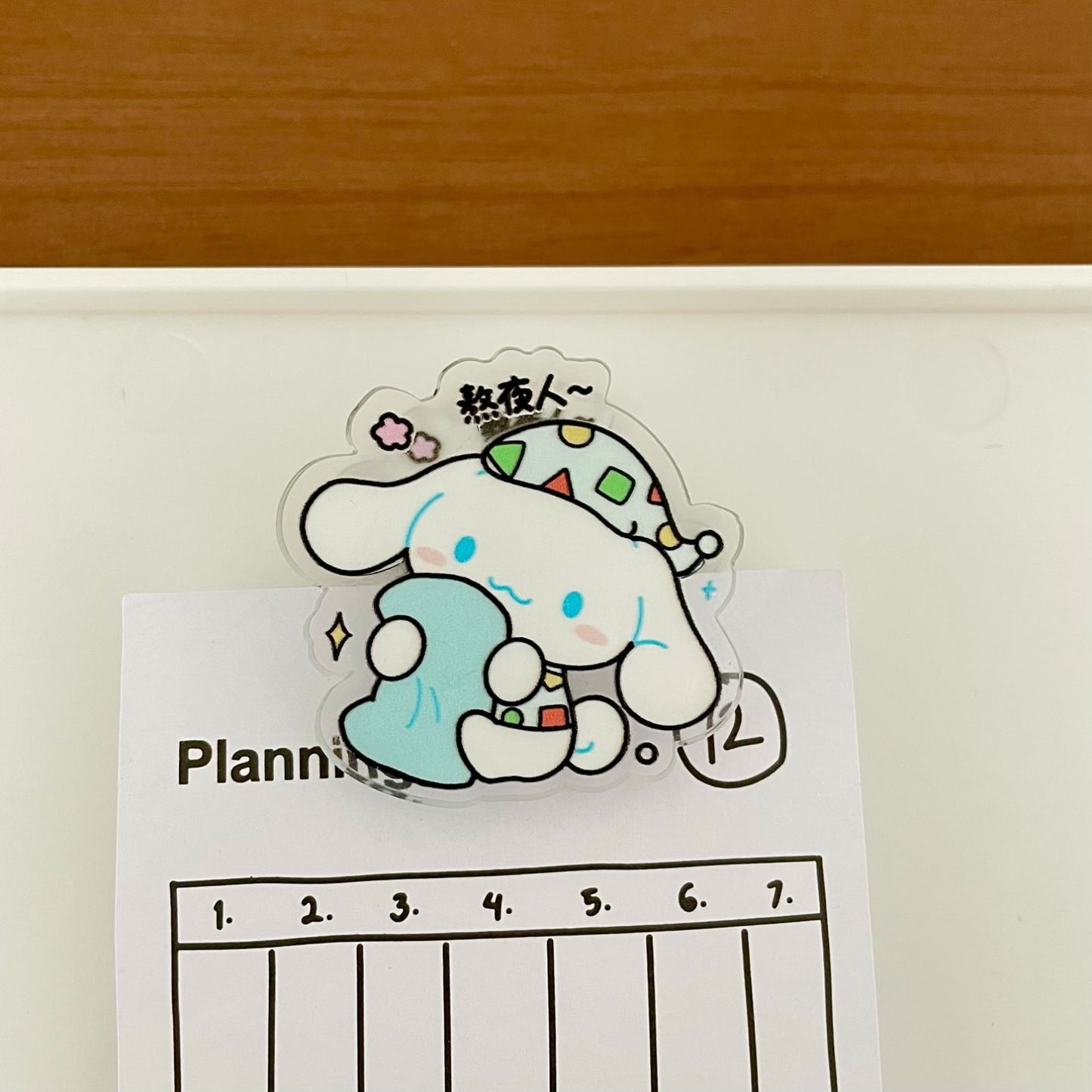 HP19 sanrio PJ sleepy acylic paper clips