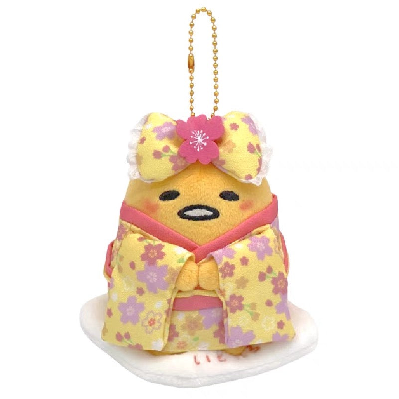 H133 [preorder-March]Japanese Sanrio kimono Sakura lazy egg keychain plushies plush doll Gudetama pendant doll