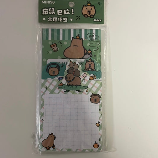 Capybara memo pad miniso