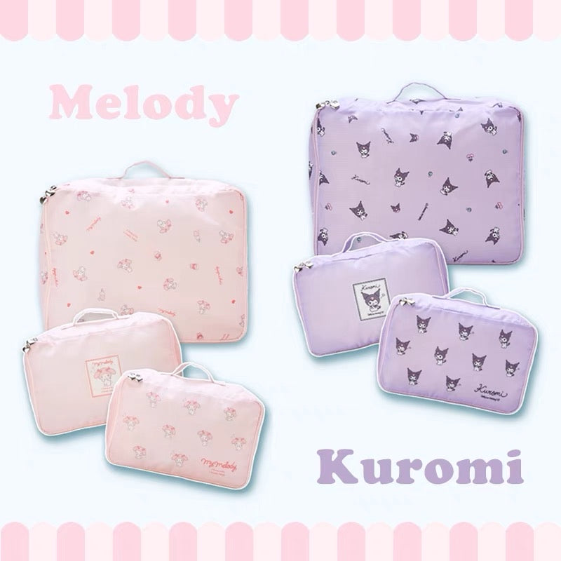 Japanese Sanrio Meloti jade osmanthus dog Kulomi travel storage bag suitcase clothes sorting bag sub-packing bag