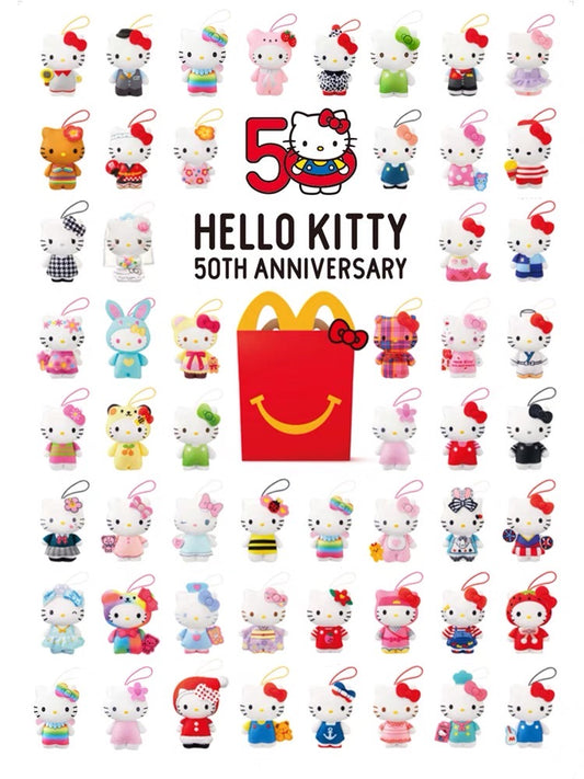 H666 Japanese Sanrio HelloKitty 50th Anniversary McDonald's Co-branded Doll Small Pendant Doll Blind Box Blind Bag