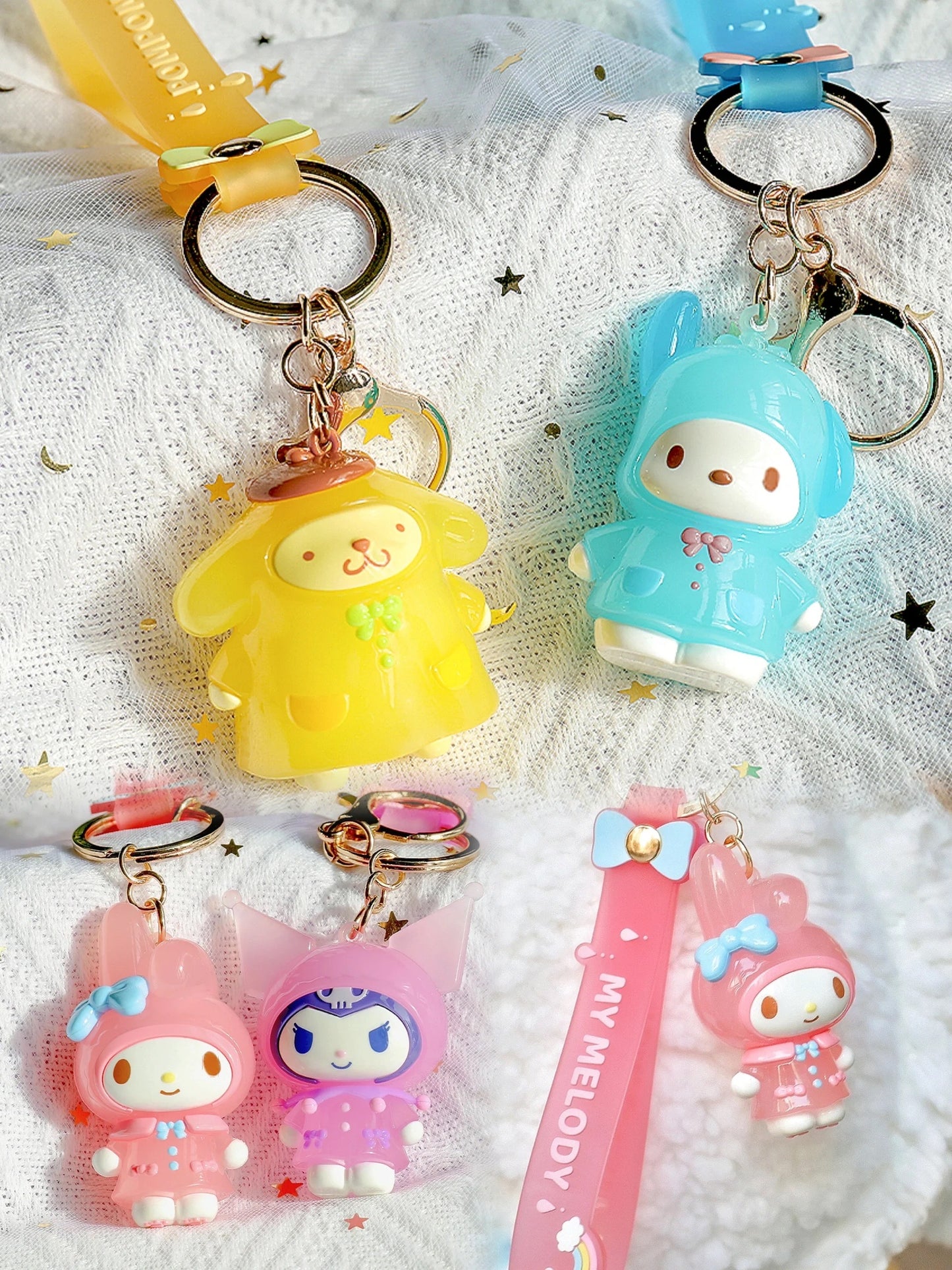 HM101 Sanrio Raining Day Raincoat blind box & Keychain Pochacco PomPomPurin My Melody Kuromi