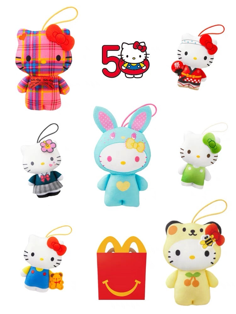 H666 Japanese Sanrio HelloKitty 50th Anniversary McDonald's Co-branded Doll Small Pendant Doll Blind Box Blind Bag