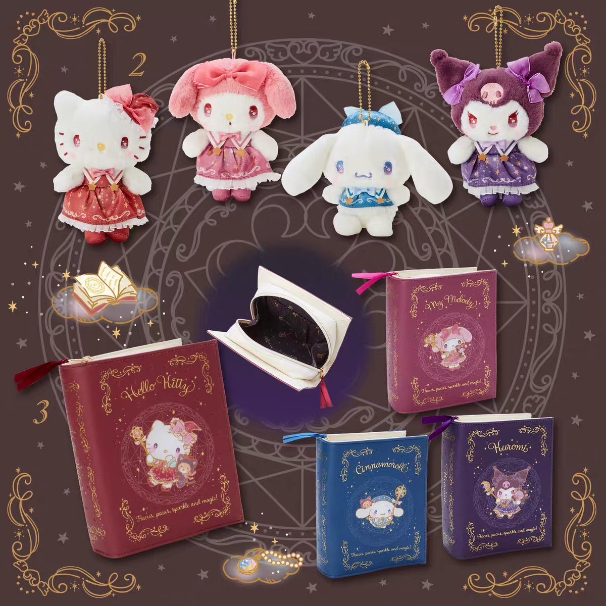 HM230 Pre-sale Japan Sanrio Magic Girl Doll Pendant Magic Book Storage Bag Kuromi Cinna