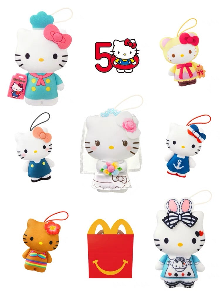 H666 Japanese Sanrio HelloKitty 50th Anniversary McDonald's Co-branded Doll Small Pendant Doll Blind Box Blind Bag