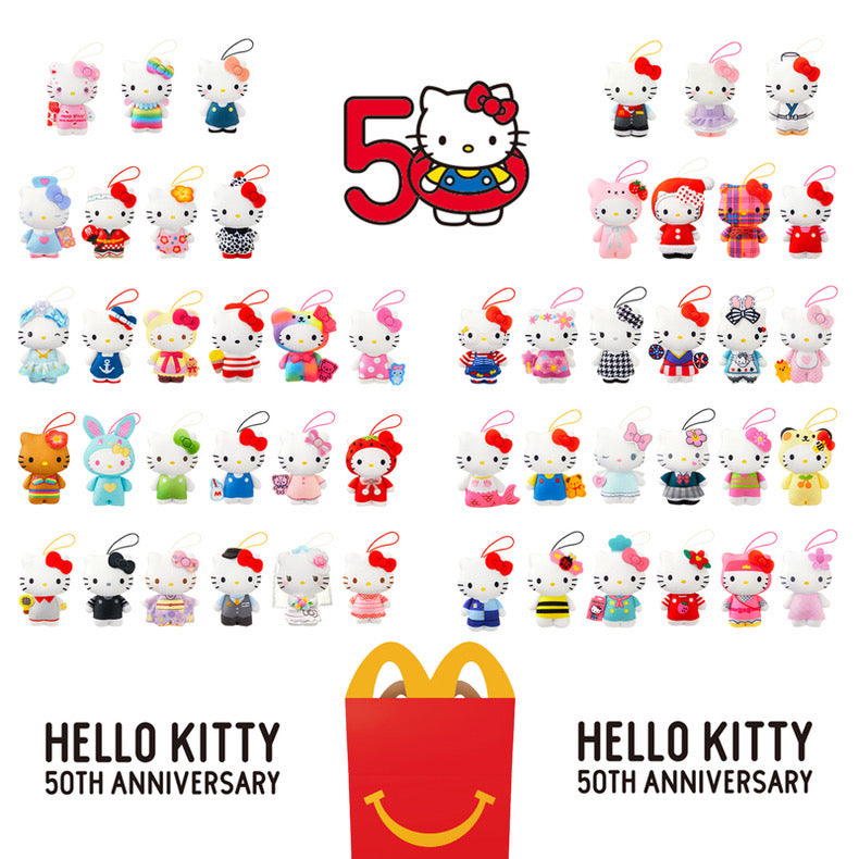 H666 Japanese Sanrio HelloKitty 50th Anniversary McDonald's Co-branded Doll Small Pendant Doll Blind Box Blind Bag