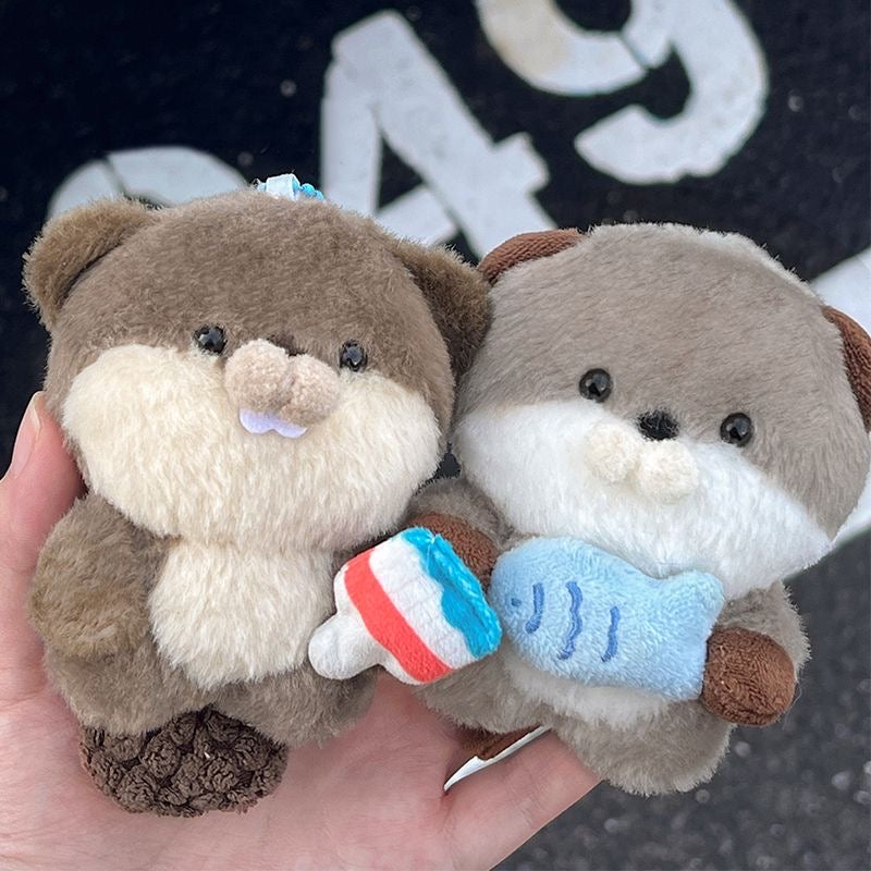 Otter Beaver Plush keychain plushies Toys Otters Holding Fish