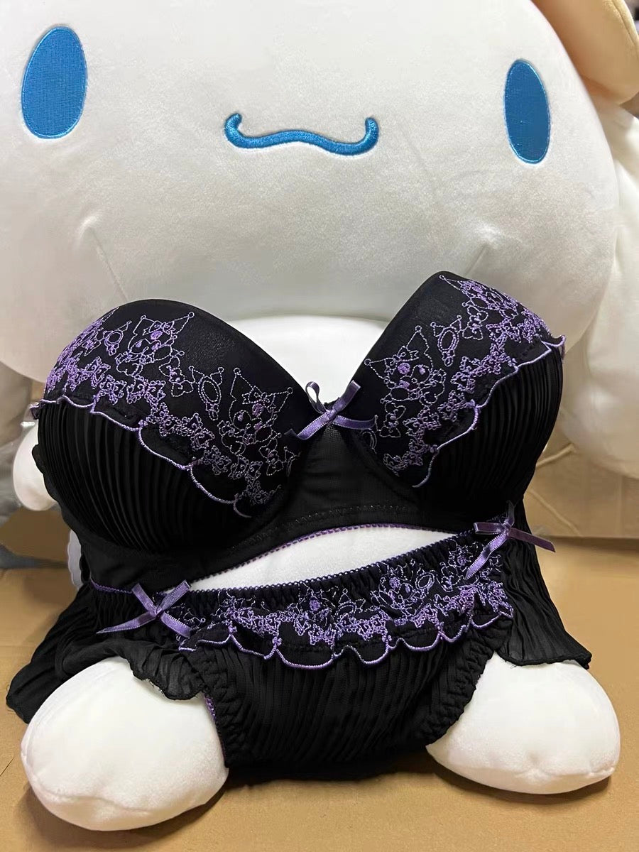 Cinna HelloKitty kuromi embroidered underwear, bra and underwear set for woman