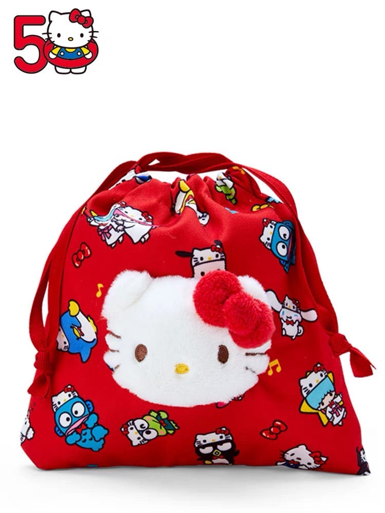 Japanese Sanrio HelloKitty 50th Anniversary Bundle Pocket Drawstring Storage Bag Sundries Cute Small Cloth Bag