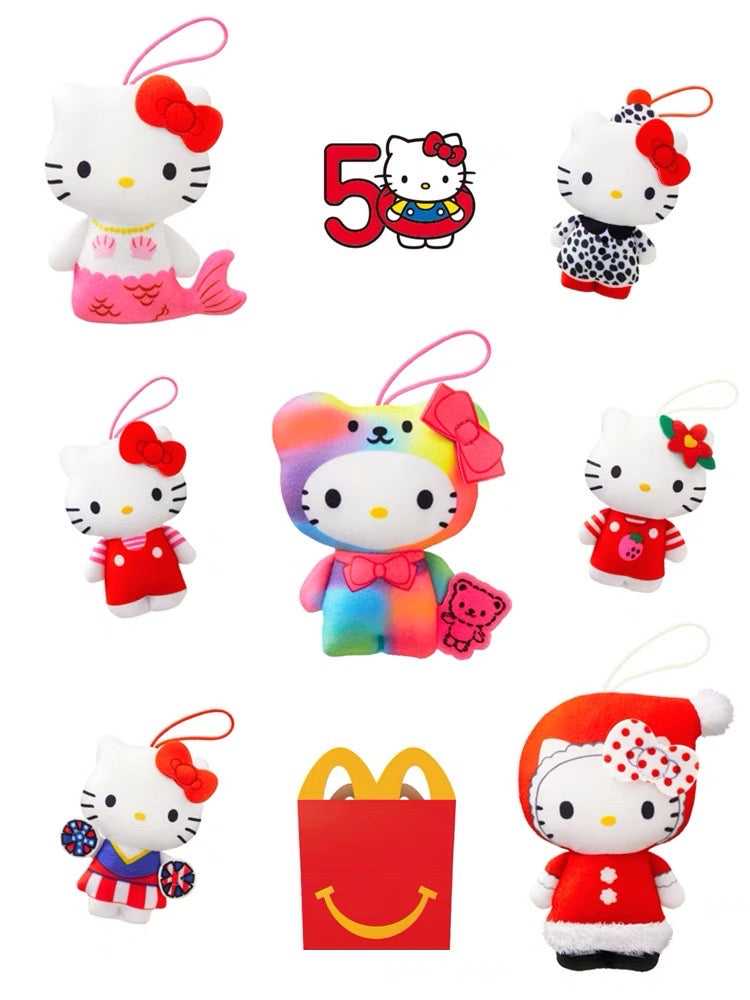 H666 Japanese Sanrio HelloKitty 50th Anniversary McDonald's Co-branded Doll Small Pendant Doll Blind Box Blind Bag