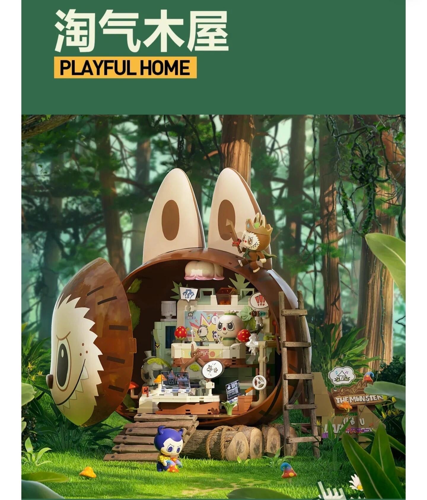 Labubu Playful home Building Blocks The Monsters Forest Secret Base Action Figure Anime Puzzle Toys Children Interactive Toys Birthday Gifts