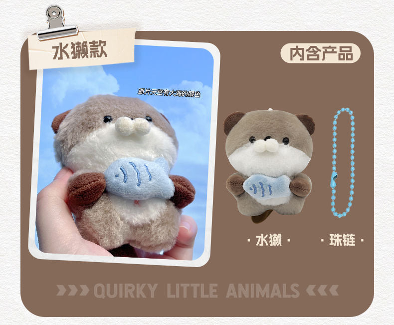 Otter Beaver Plush keychain plushies Toys Otters Holding Fish