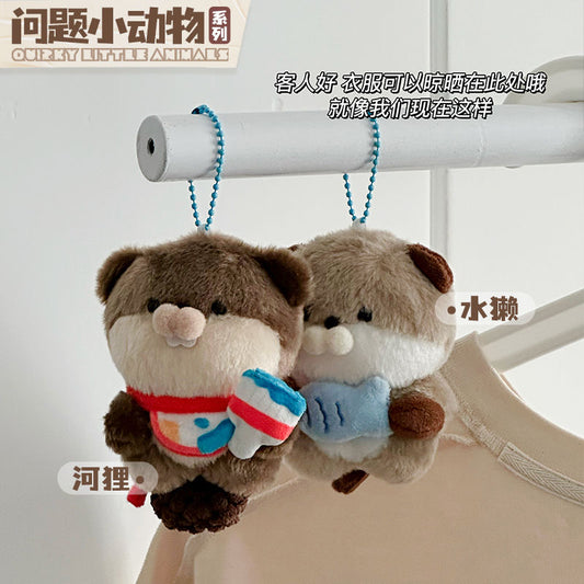 Otter Beaver Plush keychain plushies Toys Otters Holding Fish