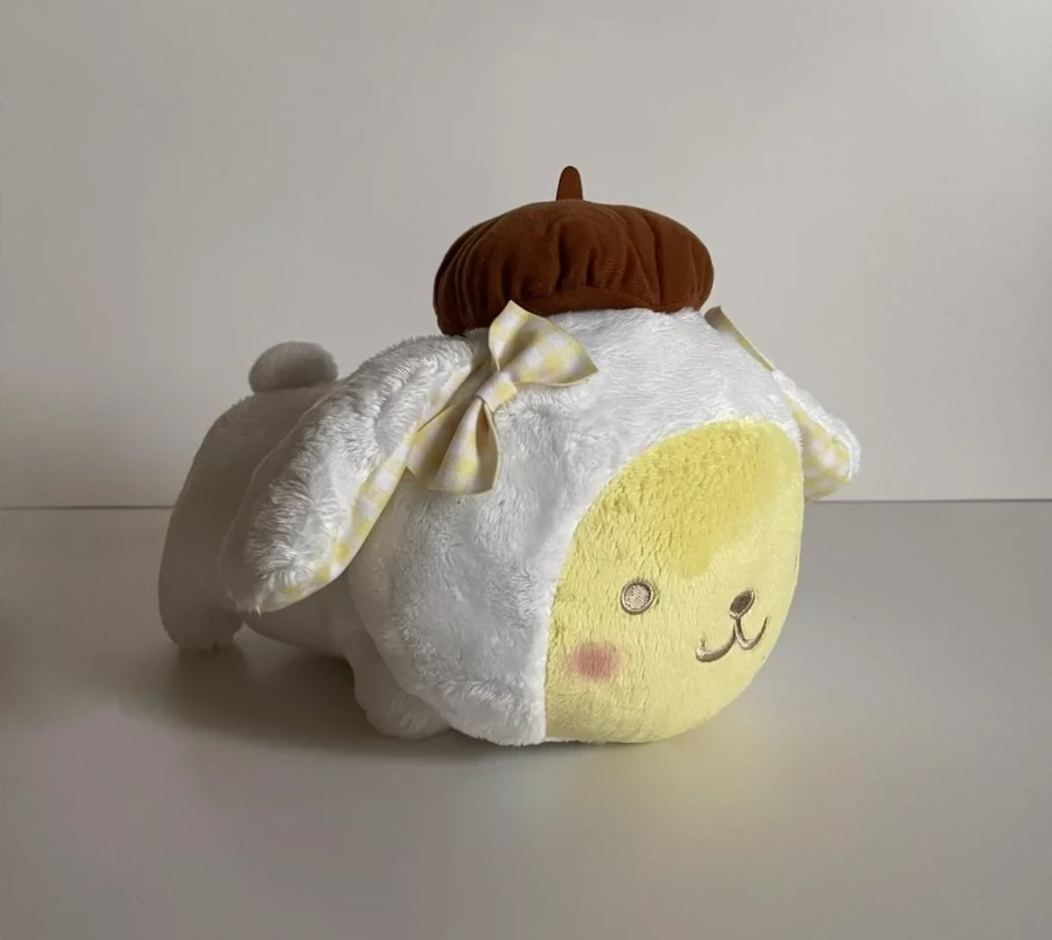 Taking a break plushies Pom Pom Purin Kuromi My Melody Hangyodon Cinnamoroll Pochacco