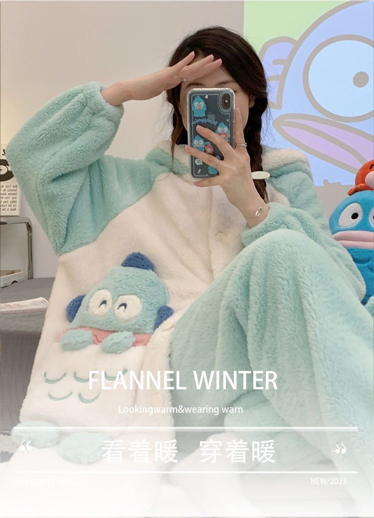 Hangyodon furry warm pj pajamas