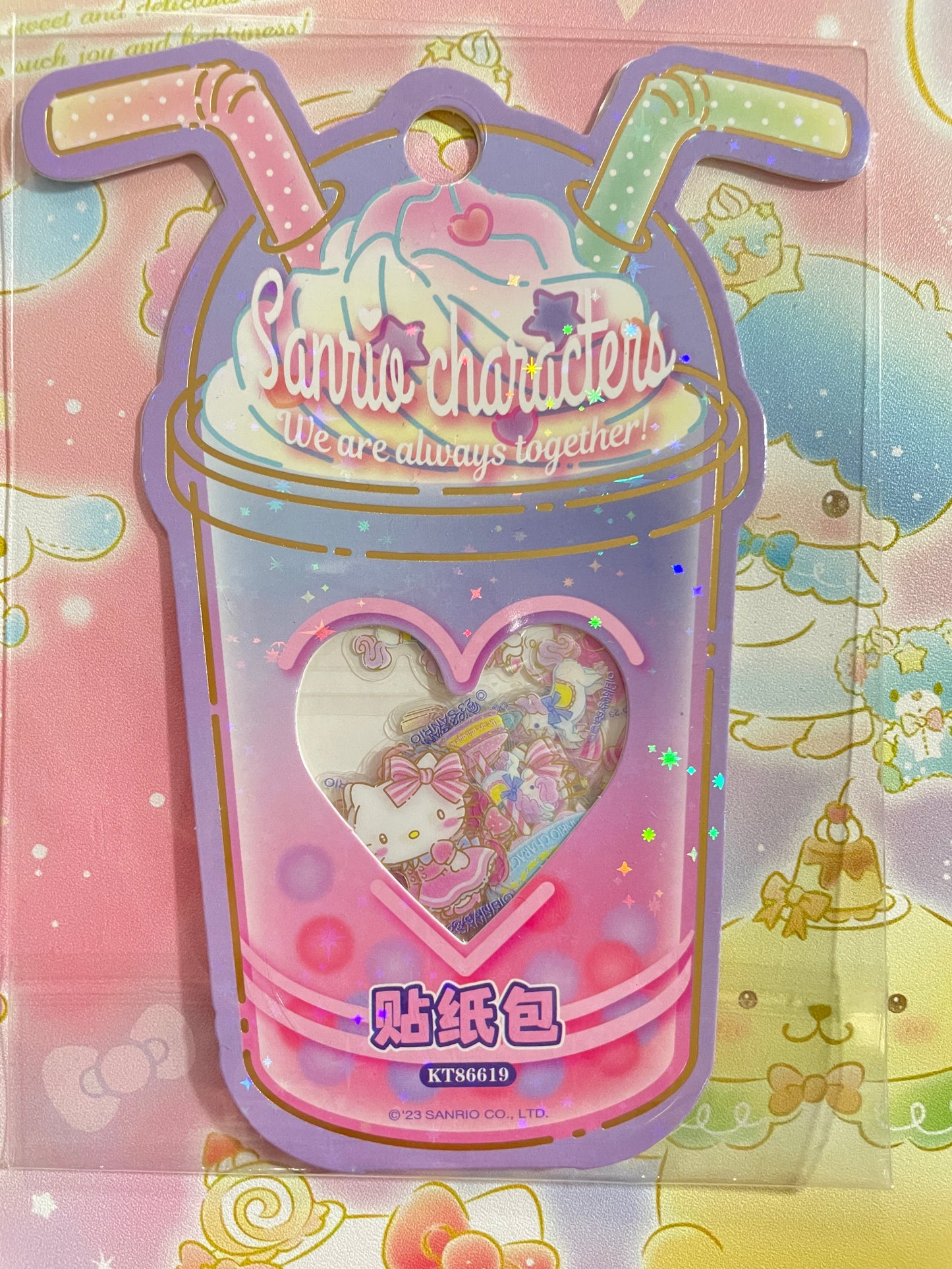 Sanrio families stickers drink milkeshake