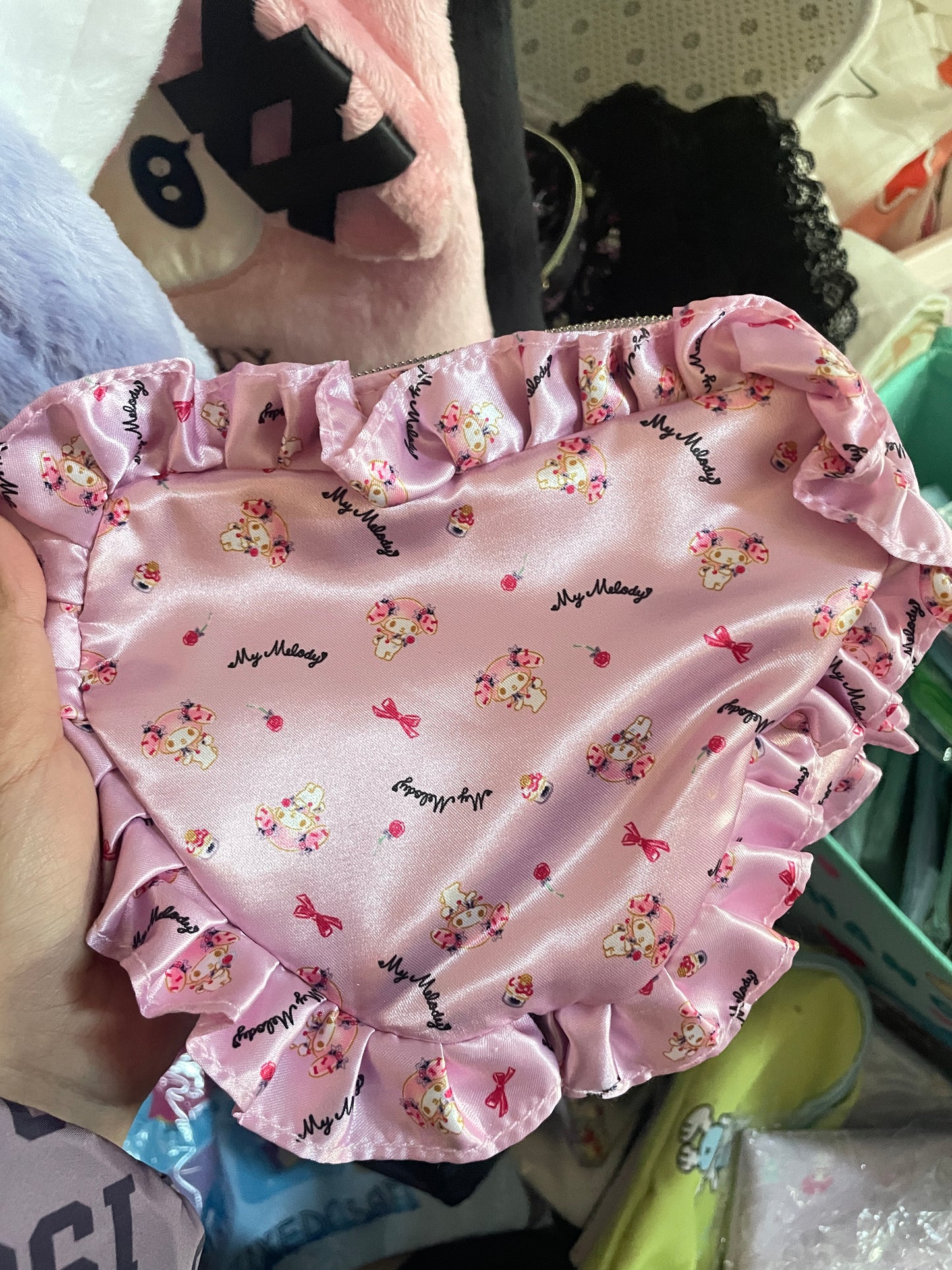 Clearance Silky heart pouch Kuromi My Melody