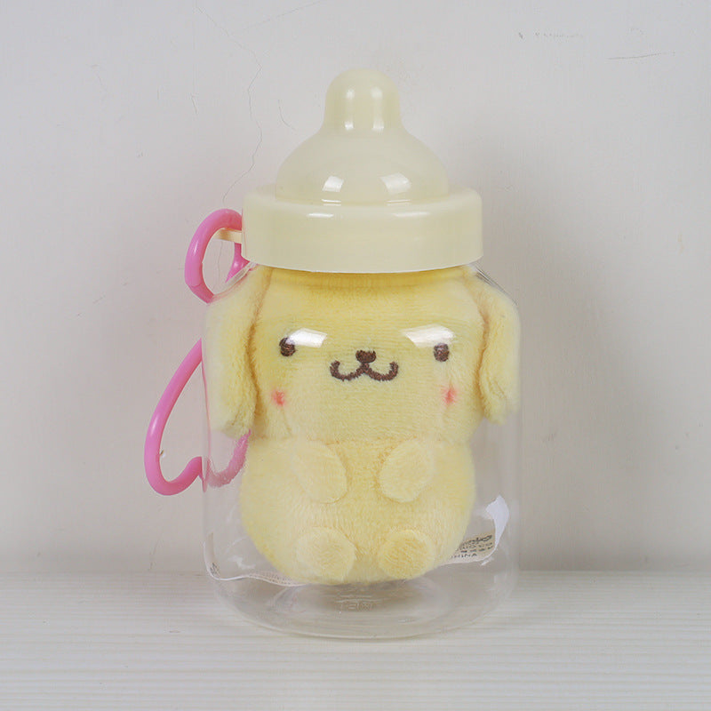 Sanrio baby bottle plush pendant cute cinnamon dog Pacha dog doll cartoon bag pendant doll