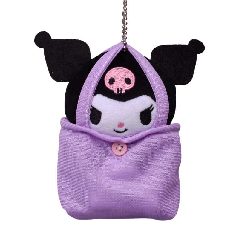 Japanese cute Sanrio Kulo Mi Melody jade osmanthus dog mini handbag plush pendant key chain pendant