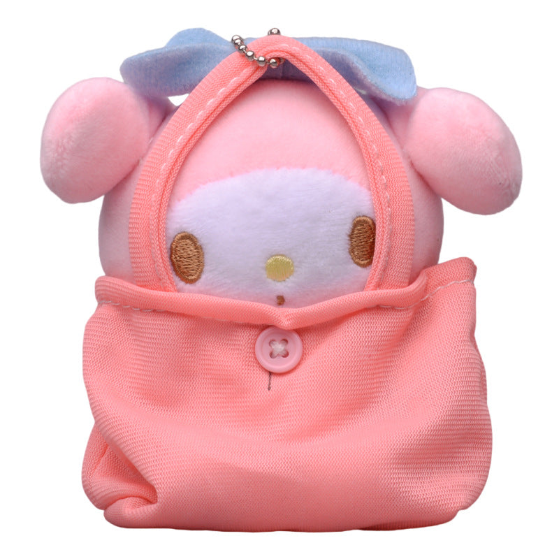 Japanese cute Sanrio Kulo Mi Melody jade osmanthus dog mini handbag plush pendant key chain pendant