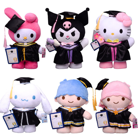 Japanese cute Sanrio Kulo Me Melody bachelor's clothing graduation doctor's hat dress plush doll decoration