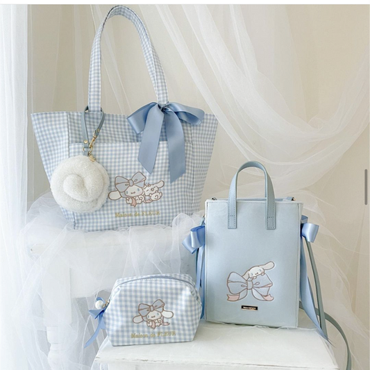 Pure blue Cinnamoroll tote make up bag