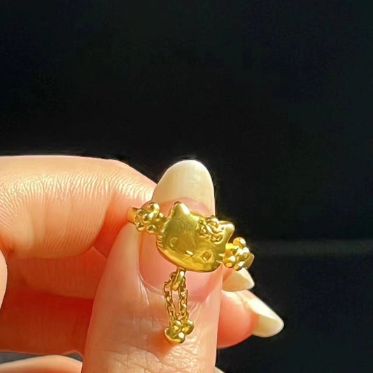 gold kitty ring