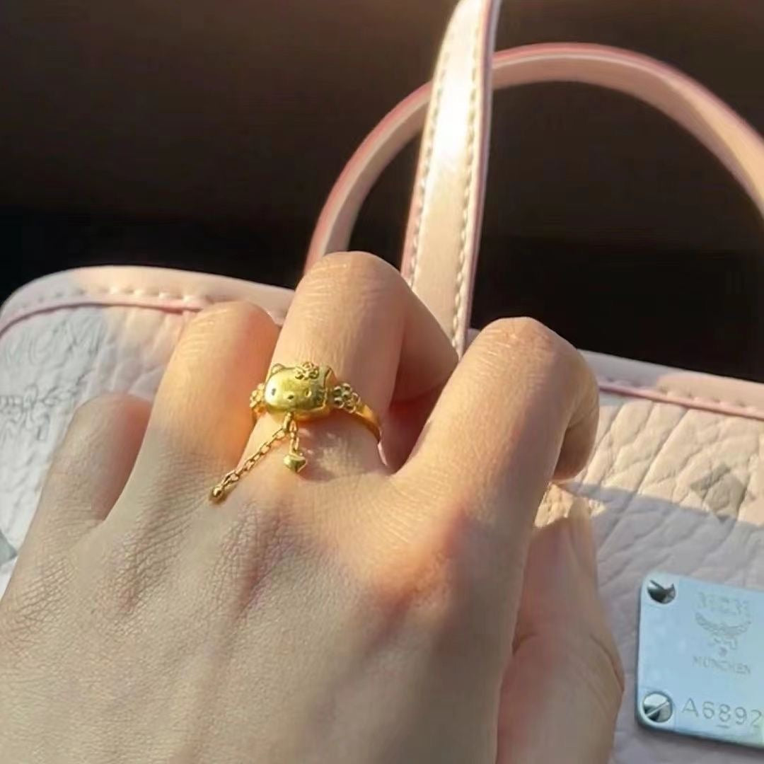 gold kitty ring