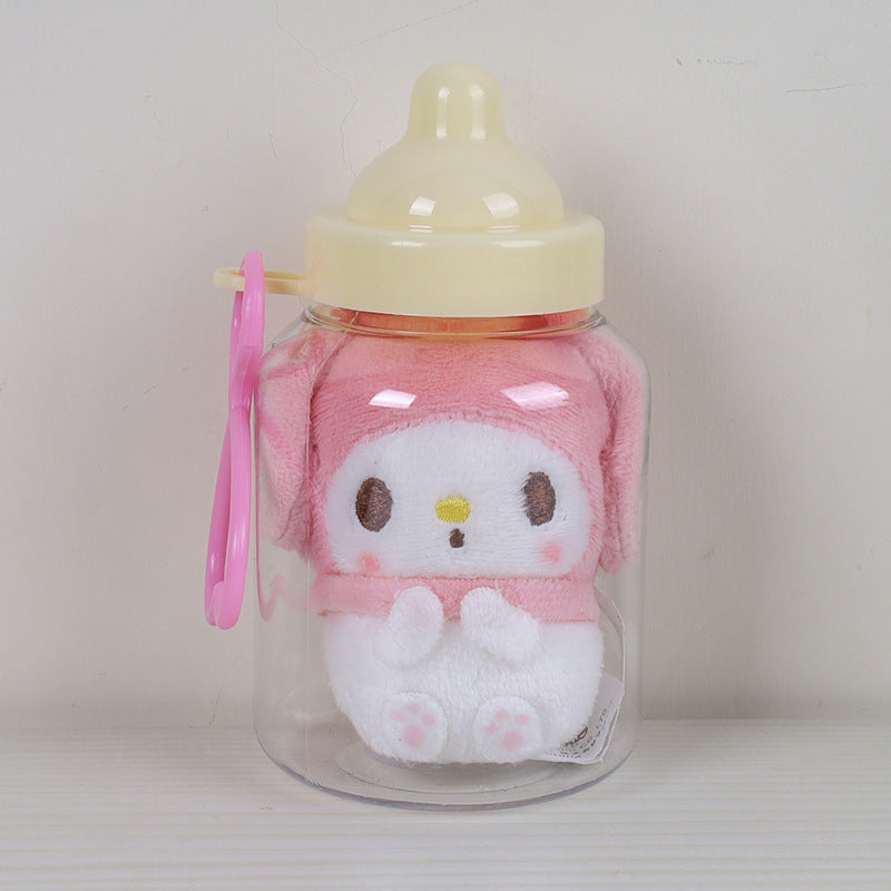 Sanrio baby bottle plush pendant cute cinnamon dog Pacha dog doll cartoon bag pendant doll