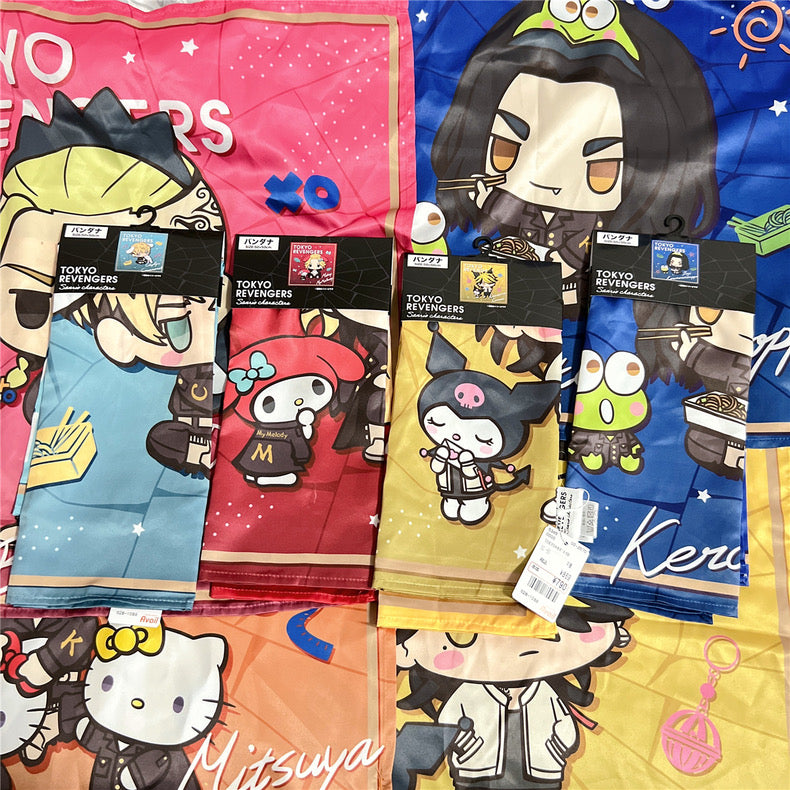 HP102 Japanese Sanrio Tokyo Revengers Cooperative Anime Silk Thin Square Scarf Handkerchief