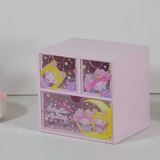 Sailormoon girl and My Melody wooden storage box 2+1