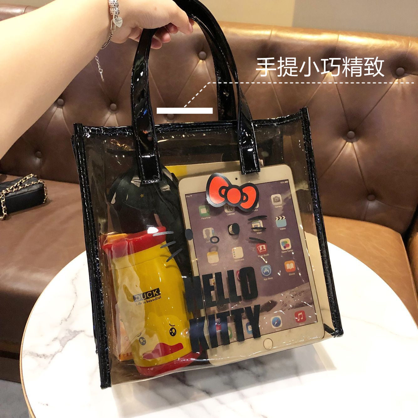 A0212 Clear kitty hand bag