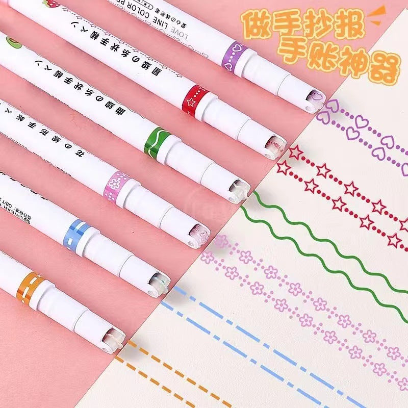 A0182 Mutiple lines pens a set 6 pcs