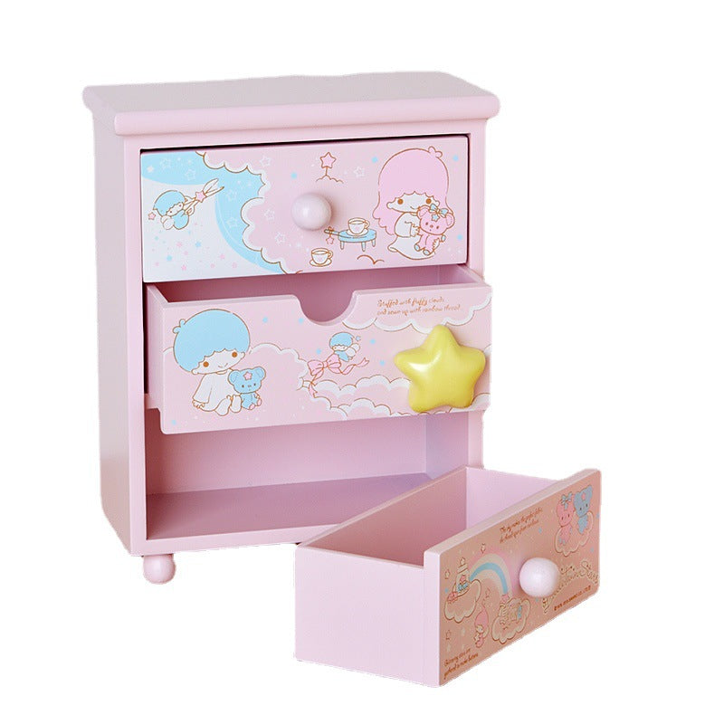 A0204 My Melody Little Twins Stars Wooden drawer storage