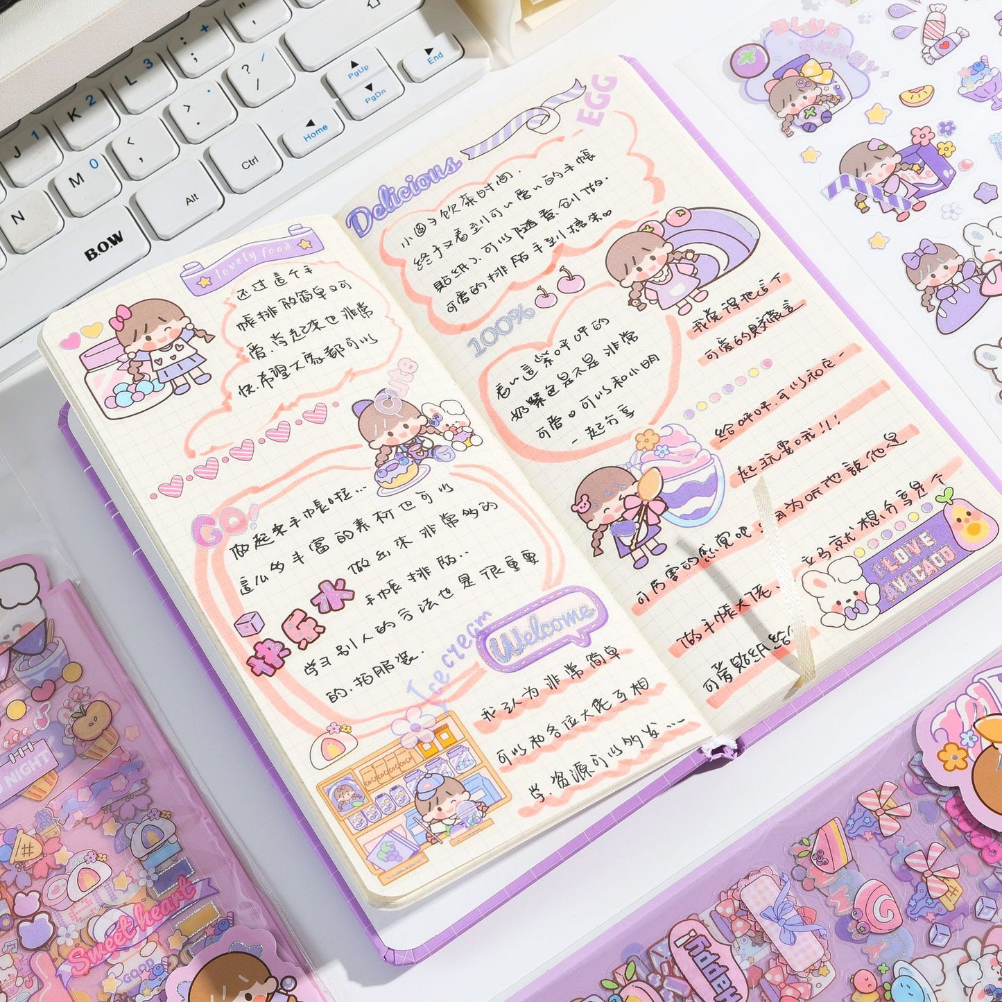 A0177 Girls' daily stickers 4 sheetspack