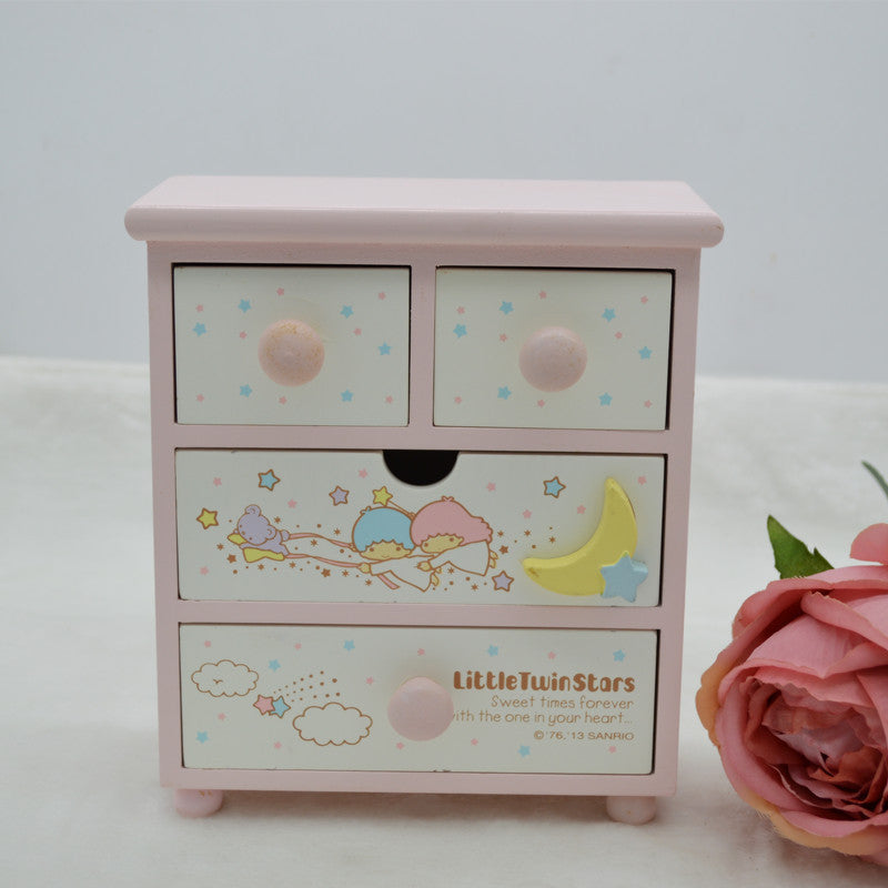 A0204 My Melody Little Twins Stars Wooden drawer storage